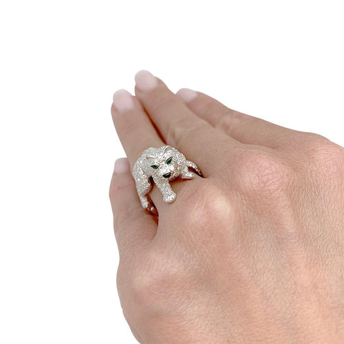 Bague 51 Bague Haute Joaillerie Cartier, "Panthère de Cartier", or blanc, diamants. 58 Facettes 31543