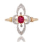 Bague 56 Bague ancienne rubis diamants trèfle élancé 58 Facettes 22-567