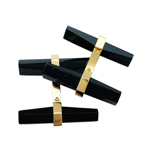 Boutons de manchette Boutons de manchette Cartier en or jaune, acier, onyx et aventurine. 58 Facettes 32495
