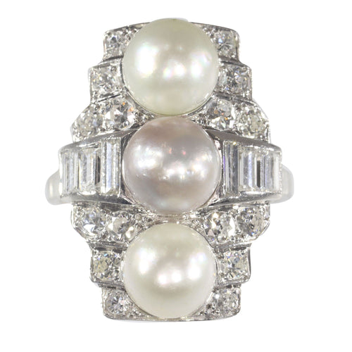 Bague 58 Bague de fiançailles diamant et perle 58 Facettes 22297-0116