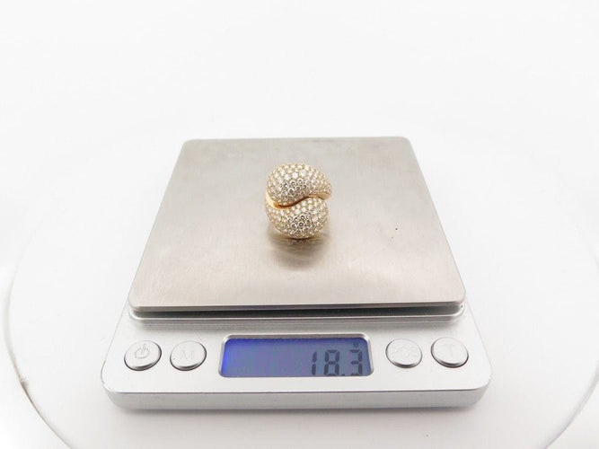Bague 53 vintage bague CARTIER ying et yang pavage 160 diamants 5.25ct or 18k 58 Facettes 256021