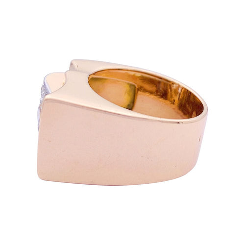 Bague 51 Bague Tank en or rose, platine, diamants. 58 Facettes 33288