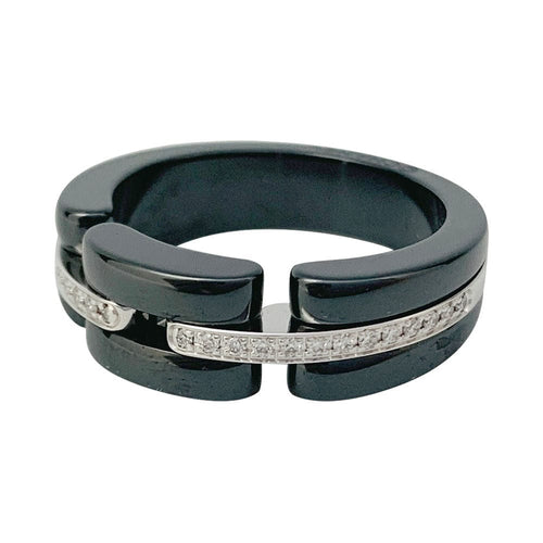 Bague 54 Bague Chanel "Ultra" en céramique, or blanc et diamants. 58 Facettes 31666