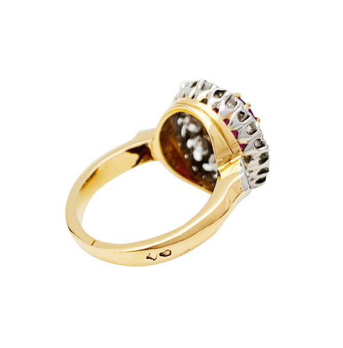 Bague 49 Bague Pompadour or jaune et platine, rubis Birman, diamants. 58 Facettes 30770