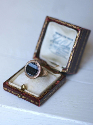 Bague Bague chevalière agate sur or rose 58 Facettes