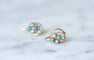Boucles d'oreilles Dormeuses or rose, perles, turquoises et diamants 58 Facettes