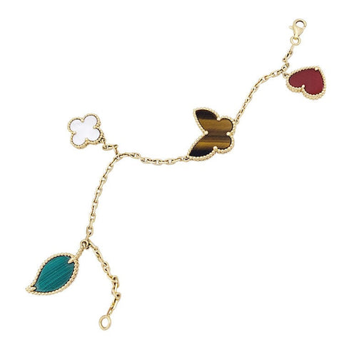 Bracelet Bracelet Van Cleef & Arpels "Lucky Alhambra" or jaune, pierres de couleurs. 58 Facettes 33558