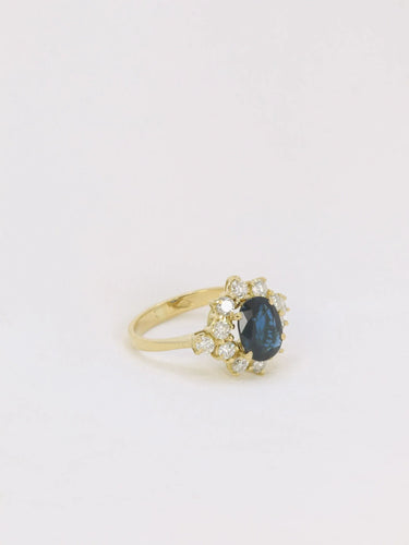 Bague 52 Bague marguerite Or jaune Saphir Diamants 58 Facettes J149