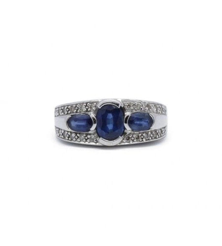 Bague 48 / Blanc/Gris / Or 750 Bague Saphirs Diamants 58 Facettes 230138R