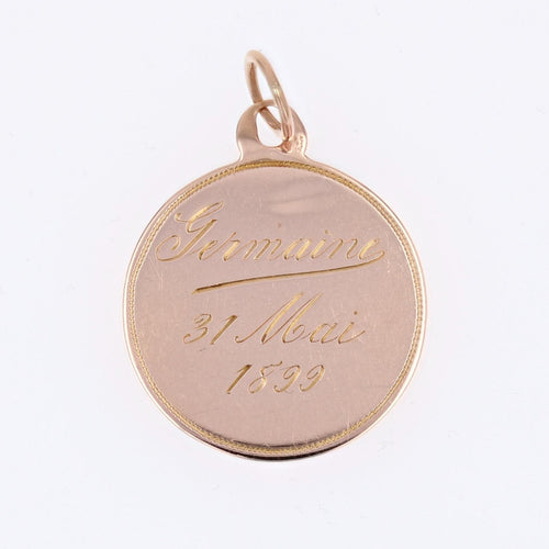 Pendentif Médaille ancienne Vierge debout or rose 58 Facettes 14-174