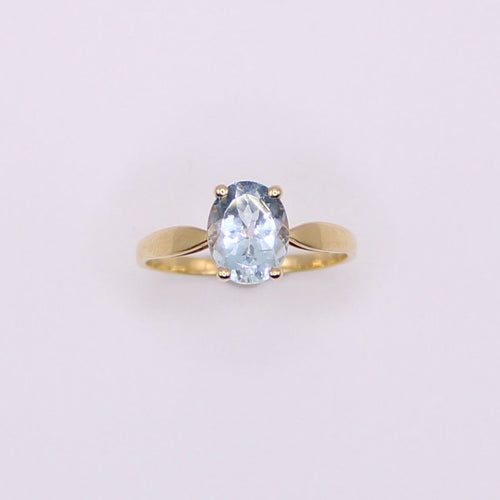 Bague Bague or jaune 18k Aigue-Marine ovale 58 Facettes