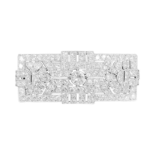 Broche Broche Art Déco en platine et diamants. 58 Facettes 32511