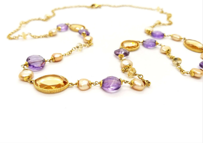 Collier Collier Sautoir Or jaune Citrine 58 Facettes 06600CD