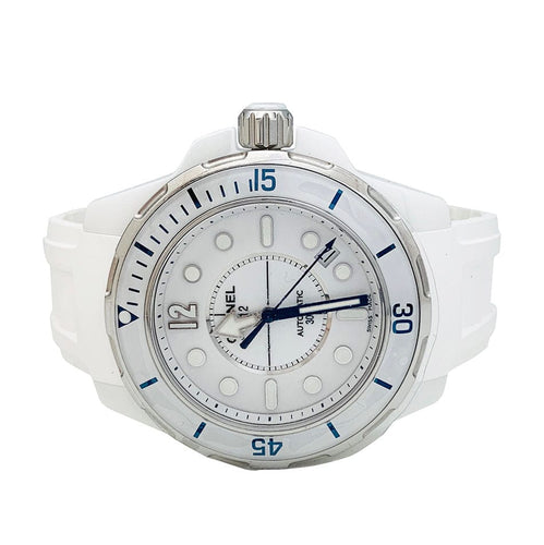 Montre Montre Chanel "J12 Marine" en acier et céramique et caoutchouc blanc. 58 Facettes 30565
