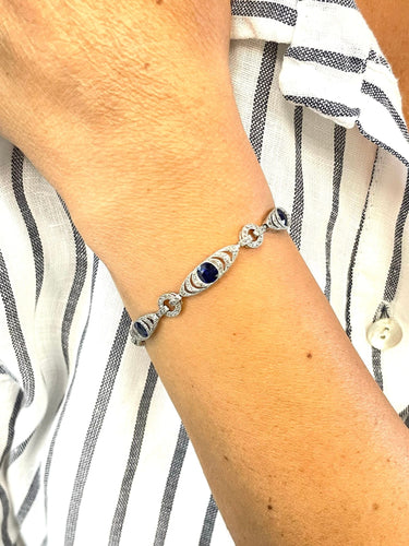 Bracelet Bracelet ancien Belle Époque en platine diamants et saphirs 58 Facettes