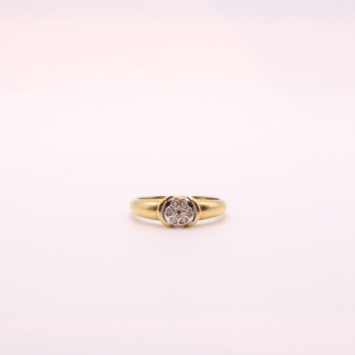 Bague Solitaire diamants en pavage sur or jaune et blanc 58 Facettes