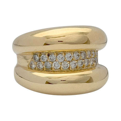 Bague 55 Bague godron or jaune, diamants. 58 Facettes 32102