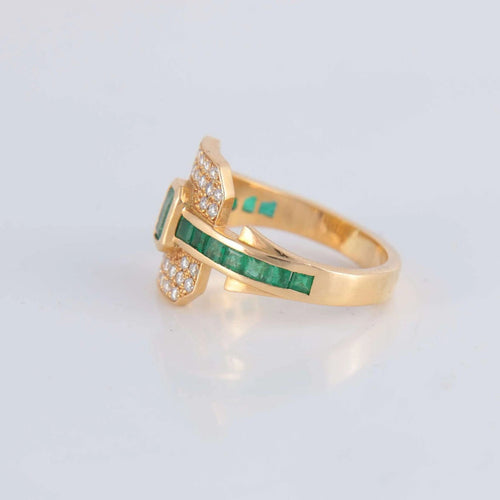 Bague Bague Emeraudes pavage Diamants 58 Facettes 1
