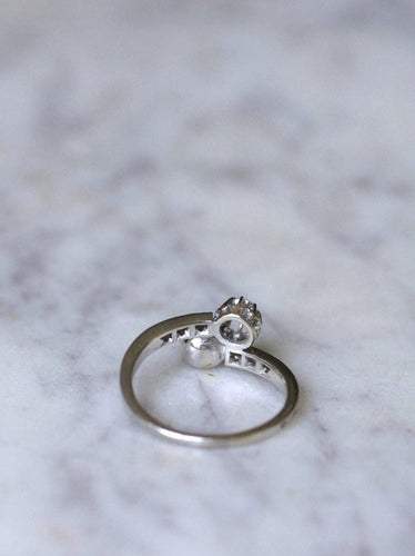 Bague toi et moi perle fine et diamants 58 Facettes