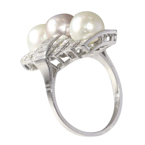 Bague 58 Bague de fiançailles diamant et perle 58 Facettes 22297-0116