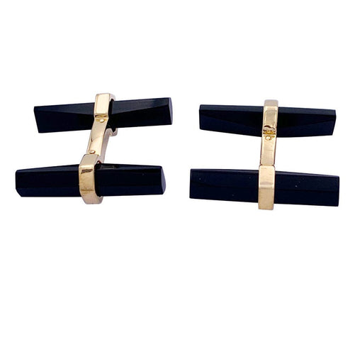 Boutons de manchette Boutons de manchette Cartier en or jaune, acier, onyx et aventurine. 58 Facettes 32495