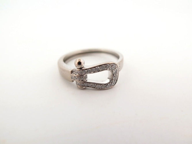 Bague 56 bague FRED force 10 mm 4b0379 taille 56 or blanc 18k & diamants 0.2ct 58 Facettes 253861