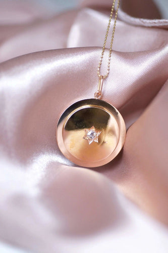 Pendentif Pendentif rond ancien or et diamant 58 Facettes