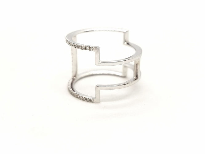Bague 53 Bague Graphique Or blanc Diamant 58 Facettes 578789RV