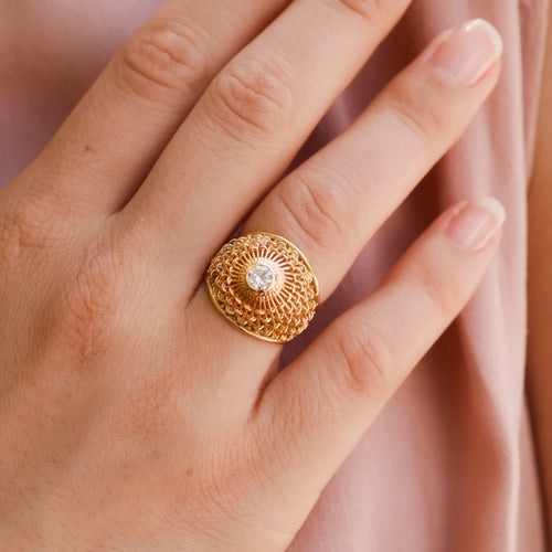 Bague Bague ajourée en or jaune et diamant 58 Facettes 14895