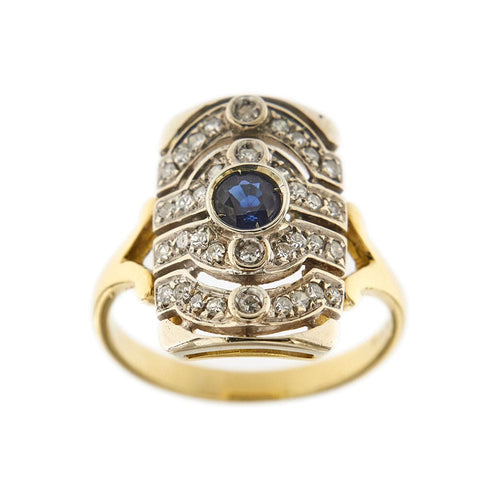 Bague 56 Bague rectangulaire Saphir Diamants 58 Facettes 29610
