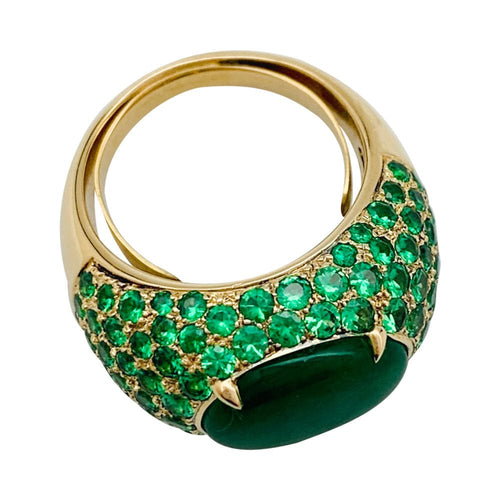 Bague 53 Bague jonc en or jaune, tsavorites et jadéite. 58 Facettes 31710