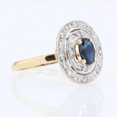 Bague 54 Bague ovale saphir diamants 58 Facettes 22-208