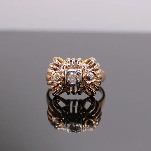 Bague Bague vintage diamants sur or jaune dans le style Dôme ou Tank 58 Facettes
