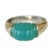 Bague Bague or jaune et chrysoprase dôme godronné 58 Facettes