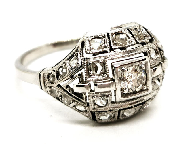 Bague 54 Bague Art déco Or blanc Diamant 58 Facettes 1660399CN