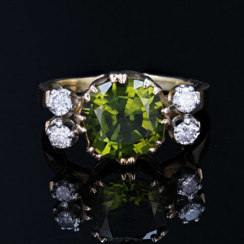 Bague 54 Bague ancienne péridot et diamants 58 Facettes 23-141