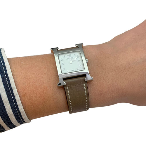 Montre Montre Hermès "Heure H" en acier, cuir. 58 Facettes 31252