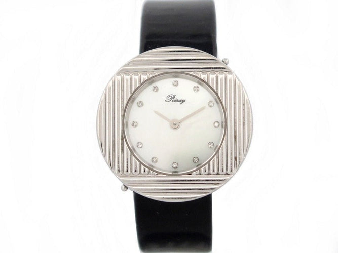 Montre montre POIRAY ma premiere ronde 30 mm en acier palladie diamants quartz 58 Facettes 252681