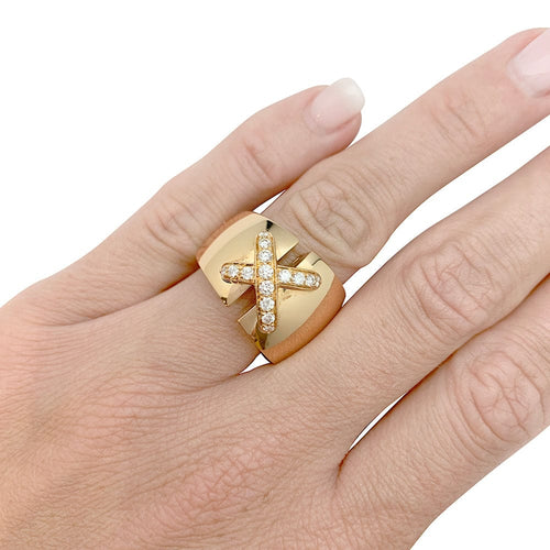 Bague 52 Bague Chaumet, "Liens" grand modèle, or jaune, diamants. 58 Facettes 31528