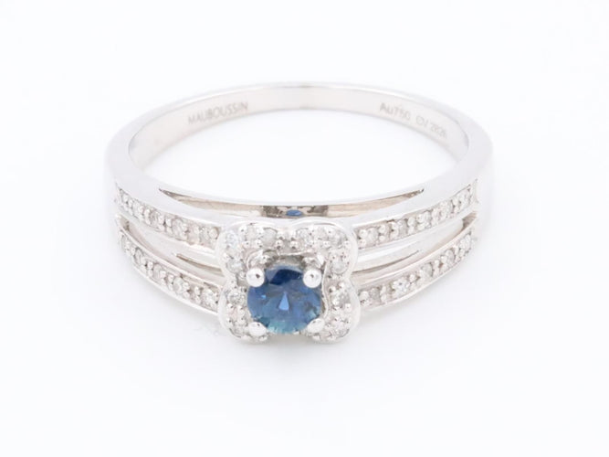 Bague 53 Mauboussin Bague Solitaire Chance of love Or blanc Saphir 58 Facettes 1655229CN