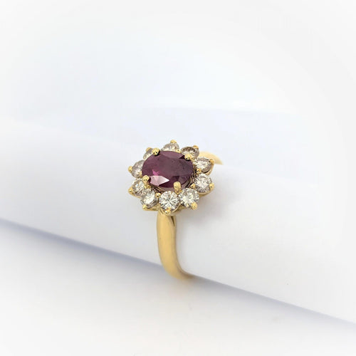Bague Bague Marguerite or jaune diamants et rubis 58 Facettes 27558