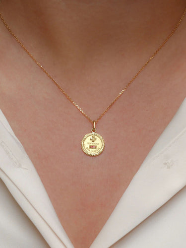 Pendentif Médaille Augis or et diamant, Plus qu’hier moins que demain, A. Augis 58 Facettes 924