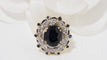 Bague 49 Bague entourage en or jaune, saphir ovale et diamants 58 Facettes 31888