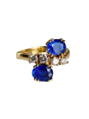 Bague 54 Bague "Toi & Moi" Or jaune Saphirs Diamants. 58 Facettes