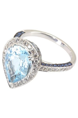 Bague BAGUE MODERNE TOPAZE, SAPHIRS ET DIAMANTS 58 Facettes 040291