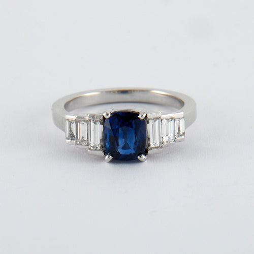 Bague 52.5 Bague Saphir coussin 1.49ct et Diamants 58 Facettes