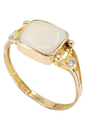 Bague 59 BAGUE ANCIENNE OPALE ET DIAMANTS 58 Facettes 044091