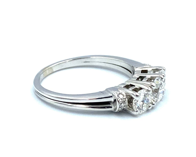 Bague Bague trilogie or blanc 18k et diamants 58 Facettes