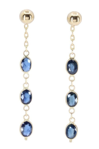 Boucles d'oreilles Pendantes en or jaune, saphir 58 Facettes 063941
