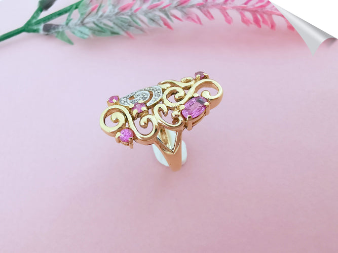 Bague Bague Tourmalines roses Diamants 58 Facettes AA 1573